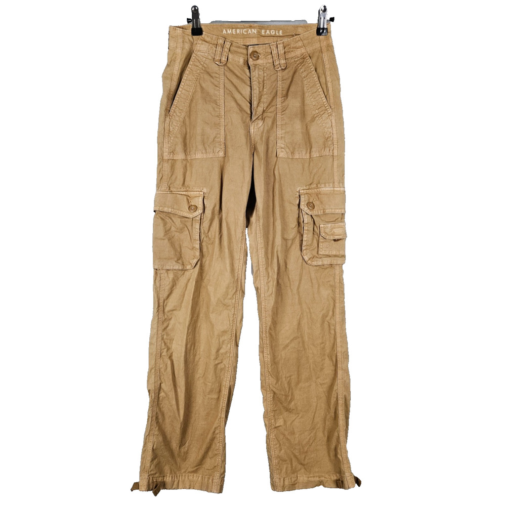 American Eagle Women's Baggy Jogger Cargo Pants Size 0 Reg Brown Relaxed Adjust